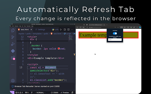 browser tab reloader browser extension  from Chrome web store to be run with OffiDocs Chromium online
