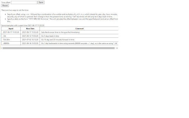 Browser Time Setter  from Chrome web store to be run with OffiDocs Chromium online