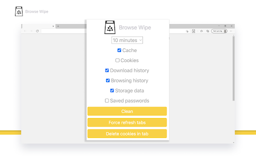 Browse Wipe  from Chrome web store to be run with OffiDocs Chromium online