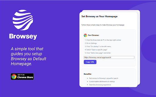 Browsey Homepage Helper  from Chrome web store to be run with OffiDocs Chromium online