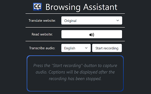 Browsing Assistant  from Chrome web store to be run with OffiDocs Chromium online