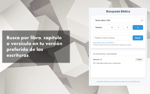 Búsqueda Bíblica  from Chrome web store to be run with OffiDocs Chromium online