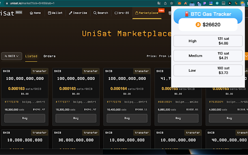 BTC Gas Tracker  from Chrome web store to be run with OffiDocs Chromium online