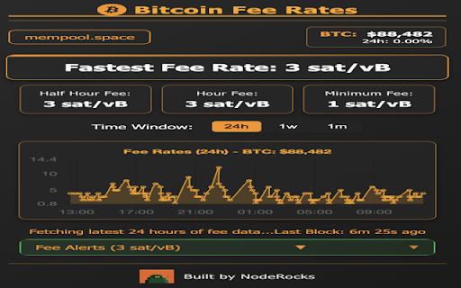BTC Mempool Fee Rate Tracker  from Chrome web store to be run with OffiDocs Chromium online