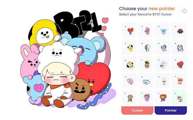 BTS BT21 Cursor de Chrome web store se ejecutará con OffiDocs Chromium en línea