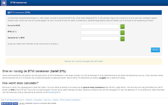 BTW berekenen en terugrekenen  from Chrome web store to be run with OffiDocs Chromium online