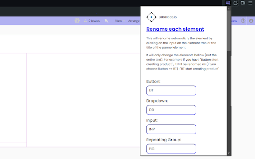 Bubble Element Renamer  from Chrome web store to be run with OffiDocs Chromium online