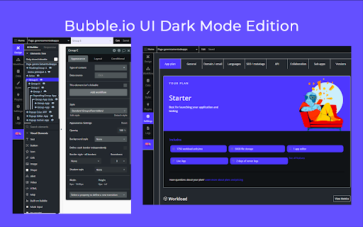 Bubble.io UI Dark Mode Edition  from Chrome web store to be run with OffiDocs Chromium online