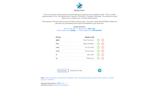 Buddy Plus  from Chrome web store to be run with OffiDocs Chromium online