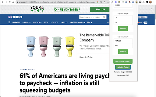 Budget, Income and Expense Calculator  from Chrome web store to be run with OffiDocs Chromium online