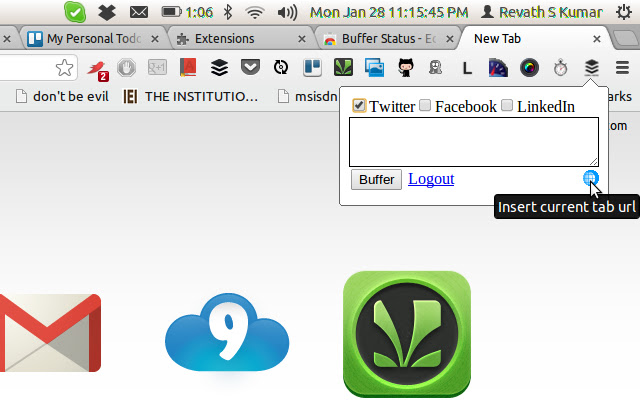 Buffer Status  from Chrome web store to be run with OffiDocs Chromium online