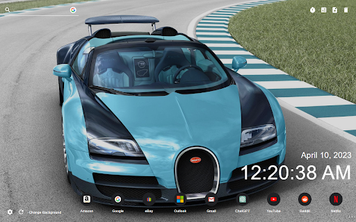Bugatti Wallpaper Theme New Tab  from Chrome web store to be run with OffiDocs Chromium online