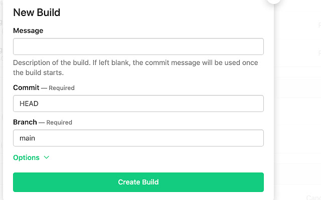 Buildkite New Build Branch Helper  from Chrome web store to be run with OffiDocs Chromium online