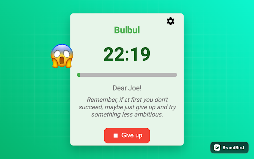 Bulbul: The Pomodoro Timer with Personality  from Chrome web store to be run with OffiDocs Chromium online