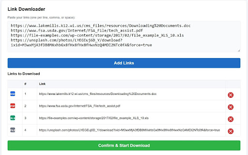 BulkDownloader  from Chrome web store to be run with OffiDocs Chromium online