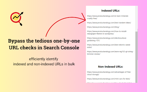 Bulk Index Checker  from Chrome web store to be run with OffiDocs Chromium online