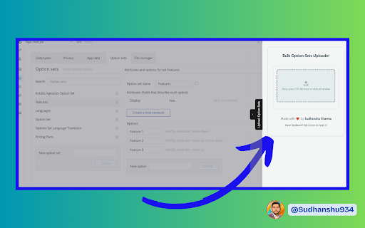 Bulk Option Sets Uploader  from Chrome web store to be run with OffiDocs Chromium online