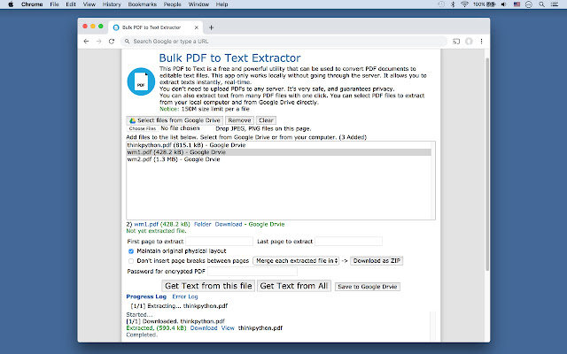 Bulk PDF to Text Extractor  from Chrome web store to be run with OffiDocs Chromium online