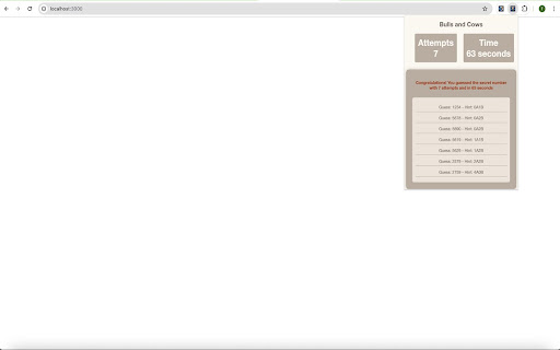 Bulls and Cows Game  from Chrome web store to be run with OffiDocs Chromium online