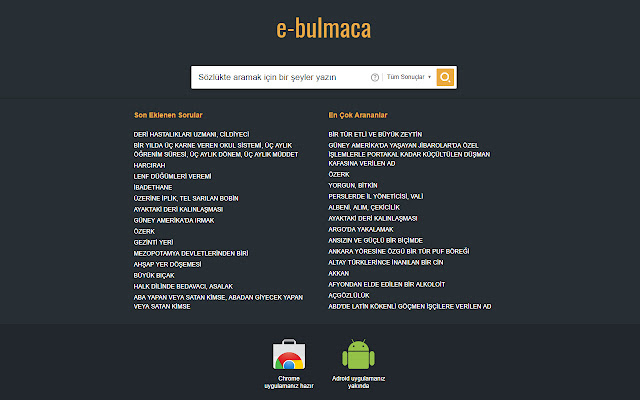 Bulmaca Sözlüğü  from Chrome web store to be run with OffiDocs Chromium online