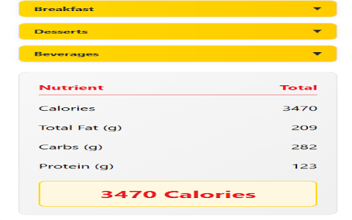 Burger King Nutrition Calculator  from Chrome web store to be run with OffiDocs Chromium online