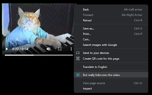 But really fullscreen the video  from Chrome web store to be run with OffiDocs Chromium online