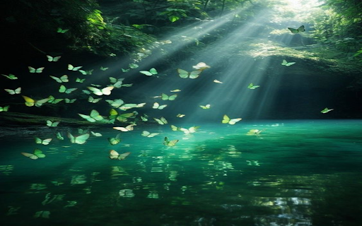 Butterflies flying over a lake Wallpaper  from Chrome web store to be run with OffiDocs Chromium online