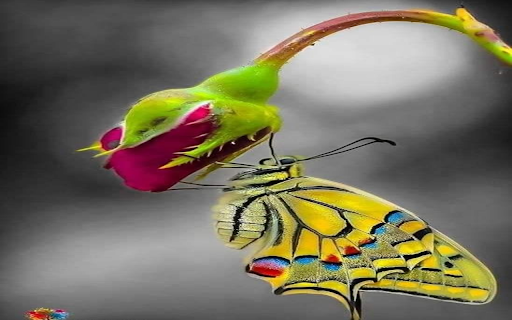 Butterfly landing on rose bud wallpaper  from Chrome web store to be run with OffiDocs Chromium online