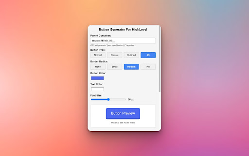 Button Generator for HighLevel  from Chrome web store to be run with OffiDocs Chromium online