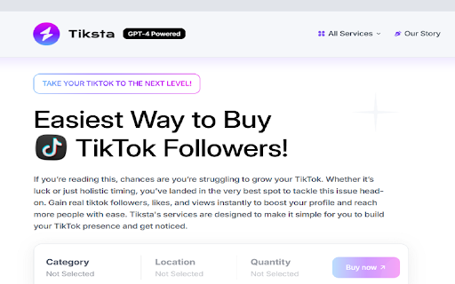 Buy Tiktok Followers  from Chrome web store to be run with OffiDocs Chromium online