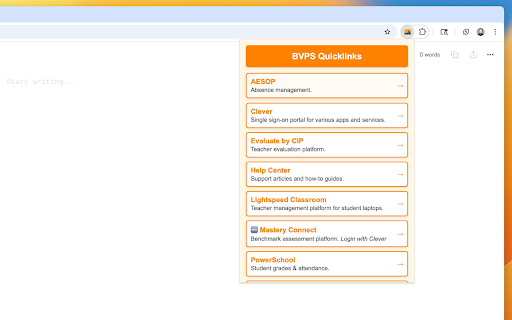 BVPS Quicklinks  from Chrome web store to be run with OffiDocs Chromium online