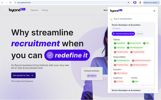 Byond Recruiter Companion  from Chrome web store to be run with OffiDocs Chromium online