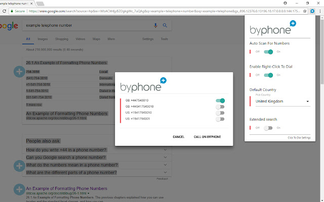Byphone Number Linkify  from Chrome web store to be run with OffiDocs Chromium online