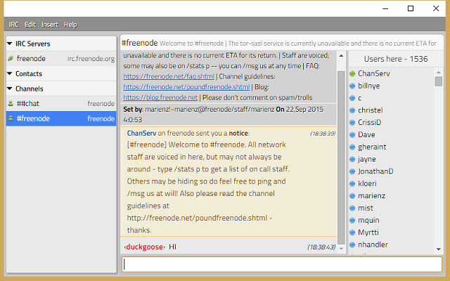 Byrd IRC client  from Chrome web store to be run with OffiDocs Chromium online