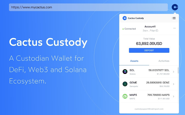 Cactus Custody  from Chrome web store to be run with OffiDocs Chromium online