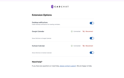 CADchat Calendar Extension  from Chrome web store to be run with OffiDocs Chromium online