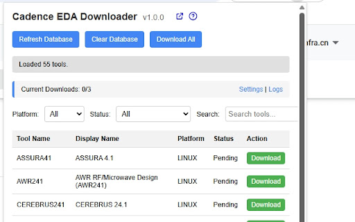 Cadence EDA Downloader  from Chrome web store to be run with OffiDocs Chromium online