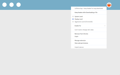 Caffeine App  from Chrome web store to be run with OffiDocs Chromium online
