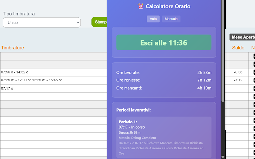 Calcolatore Orario Timbrature from Chrome web store to be run with OffiDocs Chromium online Calcolatore Orario Timbrature from Chrome web store to be run with OffiDocs Chromium online