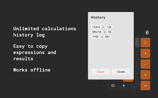 Calc — Simple Calculator App  from Chrome web store to be run with OffiDocs Chromium online