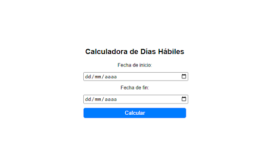 Calculadora de Días Hábiles  from Chrome web store to be run with OffiDocs Chromium online