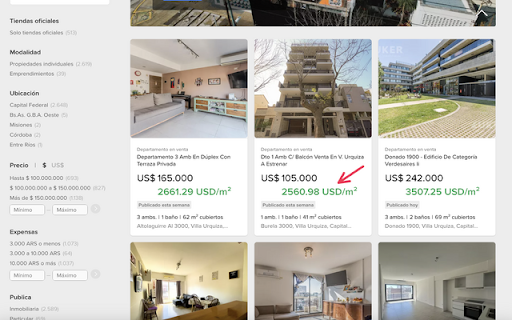 Calculadora de Precio por m² en Mercado Libre  from Chrome web store to be run with OffiDocs Chromium online