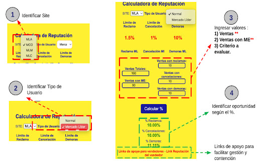 Calculadora de Reputación Hsp Vdd Post Venta  from Chrome web store to be run with OffiDocs Chromium online