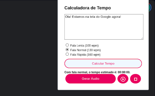 Calculadora de Tempo  from Chrome web store to be run with OffiDocs Chromium online