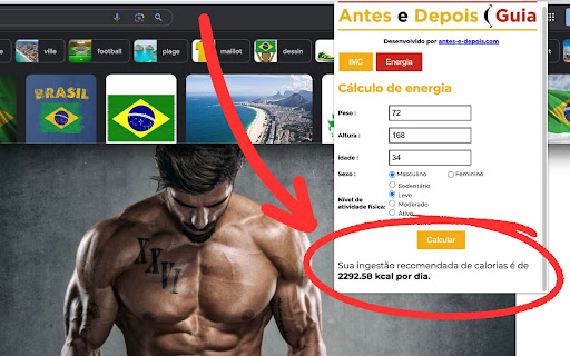 Calculadora IMC e Energia  from Chrome web store to be run with OffiDocs Chromium online