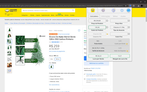 Calculadora Mercado Livre Gratis  from Chrome web store to be run with OffiDocs Chromium online