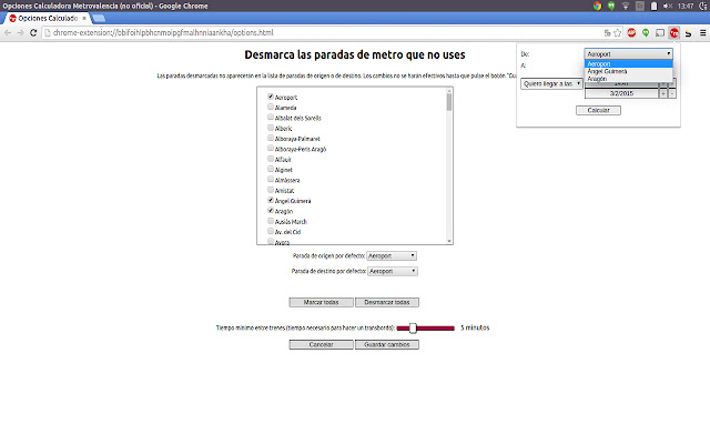Calculadora Metrovalencia (no oficial)  from Chrome web store to be run with OffiDocs Chromium online