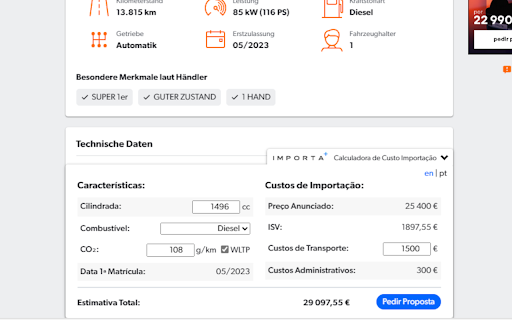 Calculador ISV ImportaMais  from Chrome web store to be run with OffiDocs Chromium online