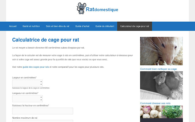 Calculateur de cage à rat  from Chrome web store to be run with OffiDocs Chromium online