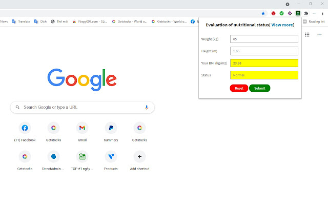 Calculate Your BMI  from Chrome web store to be run with OffiDocs Chromium online